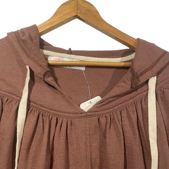 Free People Beach Rae Pullover Cropped Hoodie Brown Raw Umber Sz M Boho NWT - Picture 4 of 9